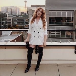 EUC white double breasted blazer dress size L